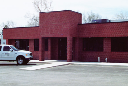 Conceptual view of a contemporary brick civic building for this design study